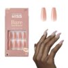 KISS Bare but Better Press On Nails, Nail glue included, ‘Nude Glow’, Orange, Long Size, Coffin Shape, Includes 28 Nails, 2g glue, 1 Manicure Stick, 1 Mini File