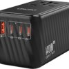 LENCENT 140W Universal Travel Adapter, International Plug Adaptor, GaN Fast Charger with 3 Type C+1 USB A, All in One Travel Essentials, Worldwide Outlet Converter for US to European EU UK AUS, Black