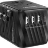 LENCENT Universal Travel Power Adapter, International AC Plug Adaptor with 3 USB A Ports 1 Type C PD Wall Charger Worldwide Travel Essentials for US to EU UK Ireland Australia (Type C/G/A/I) Black