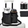 Luggage Cup Holder for Suitcases Free Hands, Travel Accessories, Adjustable for Different Sizes of Coffee Cups, Universal Luggage Accessories for Flight Attendants, Business Travelers, Tourists-Black