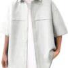 Men’s Casual Linen Shirts Classic Loose Fit Solid Color Tops Hong Kong Japanese Style School Uniform Shirt for Young People