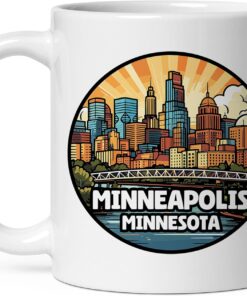 Minneapolis Minnesota Mug for Women Men Ceramic Mugs Tea Coffee Cup with Handle Cute White Mug Size – 11 Oz Funny Novelty Graphic Design Print Mug ID44994