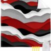 Modern Red Black Beach Blanket Large with Stakes Waterproof Sandproof Beach Mat with Corner Pockets for Outdoor Travel Camping Hiking Picnic Essentials,Ocean Waves Geometric Grey White 84″x108″