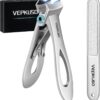 Nail Clippers for Seniors, Wide Jaw Fingernail Clippers and Angled Head Toenail Clippers for Thick Nail, Stainless Steel Professional Nail Cutter with File (Sliver Nail Clipper)