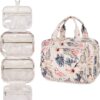 Narwey Hanging Toiletry Bag for Women Travel Makeup Bag Organizer Toiletries Bag for Travel Size Essentials Accessories Cosmetics (Beige Bird (Medium))