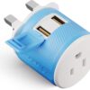 OREI UK, Ireland, Dubai Travel Plug Adapter with Dual USB – USA Input – Type G – (U2U-7), Will Work with Cell Phones, Camera, Laptop, Tablets, iPad, iPhone and More