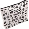 POFULL Mexico Trip Gift Mexico Is Calling And I Must Go Cosmetic Bag Travel Gifts For Mexico (Mexico Is Calling Cosmetic Bag)