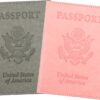 Passport Holder, Passport Cover, Passport Holder for Women, 2 Pack Travel Passport Wallet, Leather Passport Case, Passport Protector International Travel Must Haves Accessories, Grey+Pink