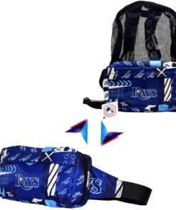 Pro Specialties Group Tampa Bay Rays Transformable 2-in-1 Mini Backpack: Convertible, Stylish, Water-resistant Travel Fanny pack, Crossbody Bag.