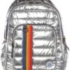 RALEIGH 18″ Silver Rainbow Puff Backpack, BAZIC x SYDNEY Fashion Backpack Shoulder Bag Casual Travel Bag Hiking Daypack