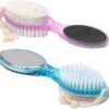 Set of 2 Pedicure Paddle Kit 4 in 1 Tool with Pumice Stone for Feet, Foot Hand Toe Nail Cleaning Brush, Metal File and Emery Board, Manicure Pedicure Foot Rasp Callus Corn Remover Pedi Set
