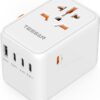 TESSAN Universal Travel Adapter, GaN 65W International Power Adaptor with 1 USB A and 4 USB C Ports, Worldwide Power Outlet for EU, UK, USA, AUS (Type C/G/A/I)