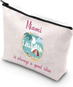 TSOTMO Miami Beach Bachelorette Party Bag Miami Is Always A Good Idea Miami Trip Zipper Pouch Makeup Bag (Good idea Miami)