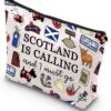 TSOTMO Scotland Makeup Bag Gift Edinburgh Gift Scotland Is Calling And I Must Go Zipper Bag Gift For Scottish (SCOTLAND)