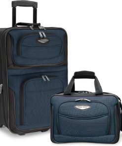 Travel Select Amsterdam Expandable Rolling Upright Luggage, Navy, 2-Piece Set