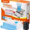 Travel Vacuum Bags with Prtable Electric Pump (Combo 6 Pack),Vacuum Seal Bags for Clothing,Space Saver Vacuum Storage Bags,Vacuum Travel Bags for Luggage,Travel Essentials