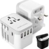 Universal Travel Adapter, 5.6A International Power Plug Adapter with 4 USB-A and 1 USB-C Ports, All-in-One Worldwide Wall Charger for USA EU UK AUS and 150+ Countries