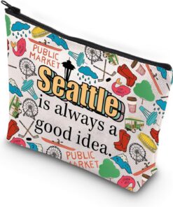 WCGXKO Seattle Washington Gift Seattle Welcome Bag Seattle Beach Gift Seattle Zipper Pouch Makeup Bag (Seattle)