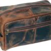 jaald Men’s Genuine Leather Toiletry Bag Waterproof Dopp Kit Shaving Bags And Grooming For Travel Groomsmen Gift Men Women Hanging Zippered Makeup Bathroom Cosmetic Pouch Case Make Up kit