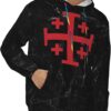 yisepola Jerusalem Catholic Cross Pullover Hoodie Casual Sweatshirt