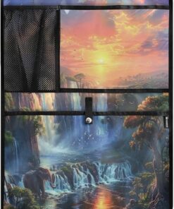 1-Pack Kick Mats Back Seat Organizer with Clear Tablet Holder and Storage Pockets – Durable Car Travel Essentials Protectors for Kids, African Savannah Landscape
