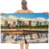 Houston City Scene Building Cityscape Beach Towel Fast Drying Blanket Large Easy Pack Hello Summer Beach Towel Pack for Outdoor Summer Camping Travel Essentials 51x31in Vacation Gifts