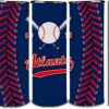 20oz Skinny City Atlanta Tumbler，Gifts for Baseball Fans, Sports Insulated Stainless Steel Cup with Lid and Straws, Reusable Travel Coffee Mug Water Bottle