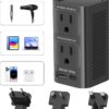 220V to 110V Voltage Converter US to Europe Travel Plug Adapter International Universal Travel Adapter with 1 USB A and 1 USB C, Power Converter Adapter Combo