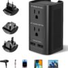 220V to 110V Voltage Converter US to Europe, Universal European Travel Plug Adapter Power Coverter with 2 USB Ports and EU/UK/AU/US International Outlet Adapter