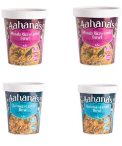 Aahana’s Bombay Masala Rice & Lentil | Madras Quinoa & Lentil Bowl – Vegan Food, Gluten Free, Plant-Based Meals, Ready to Eat Indian Meals | Vegetarian Food, Just Add Water, No Refrigeration (4 Pack)