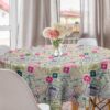 Ambesonne Travel Round Tablecloth, Passport and Visa Stamps Illustration of Toronto Hong Kong Berlin Print, Circle Table Cloth Cover for Dining Room Kitchen Decoration, 60″, Eggshell and Pink