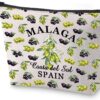 BLUPARK Malaga Olives Cosmetic Bag Southern Spain Travel Gift Malaga Costa Del Sol Travel Makeup Bag Souvenir Gift (Malaga)