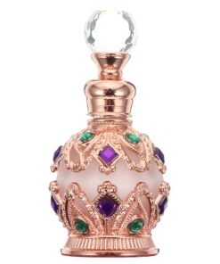 Beaupretty Rhinestone Perfume Bottle Refillable Essential Oils Storage Bottle Empty Vials Dubai Arabian Egyptian Style Travel Makeup Cosmetic Container 15ml