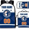 Custom Houston Backpack with Lunch Box Pencil Case Waterproof Add Name Number, Sports Backpacks Travel Leisure Bag 3pcs Set for Boys Girls