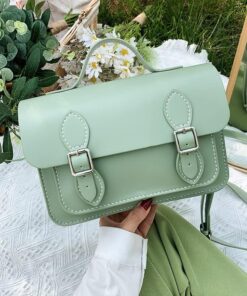 DIY Purse Bag Satchel Making Kit Cambridge Sewing Pattern Wallet PU Leather Material Craft Tool Set Handmade Handbag Shoulder Bag pdf Sew Knit Stitch Woman Girl Birthday Holiday Day Gift (2.Green)
