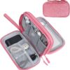 FYY Electronic Organizer, Travel Bag, Pouch, Carry Case Portable Waterproof Double Layers for Cable, Cord, Charger, Phone, Earphone Pink