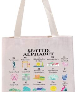 G2TUP Seattle Washington Gift Seattle Alphabet Tote Bag Seattle Tourist Travel Handbag Seattle Souvenir Gift (Seattle Alphabet Handbag)