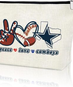 Gifts for Football Fans Merch Football Lovers Gifts Idea Peace Love Makeup Bag Canvas Cosmetic Bag Organizer Zipper Pouch