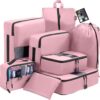 Gorilla Grip 8 Set Packing Cubes, Travel Essentials for Suitcases, Breathable Mesh Organizer Bags for Clothes Toiletries Shoes and Laundry, Luggage and Backpack Carry On Airplane Accessories Pink