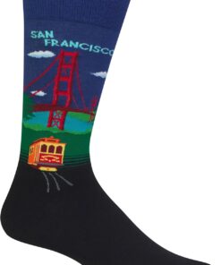 Hot Sox Men’s Fun Travel & Cities Crew Socks-1 Pair Pack-Cool & Artistic Novelty Fashion Gifts