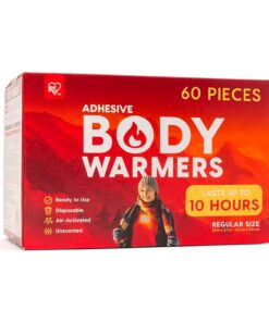 IRIS USA, Inc. Adhesive Body Warmers, 60 Individual Warmers, Long-Lasting Up to 10 Hours Regular-Sized Disposable Handwarmers for Hands Feet Chest Back Arms and Legs, TSA-Approved, Winter Essentials