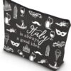 Italy Travel Gift Italy Is Always A Good Idea Bag Gift For Italy Traveller Zipper Pouch Makeup Bag (BLK-Italy)