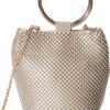 Jessica McClintock Womens Gwen Ball Mesh Ring Wristlet Pouch Clutch