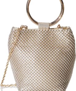 Jessica McClintock Womens Gwen Ball Mesh Ring Wristlet Pouch Clutch