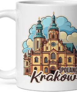 Krakow Poland Mug for Women Men Ceramic Mugs Tea Coffee Cup with Handle Cute White Mug Size – 11 oz Funny Novelty Nice Graphic Design Print Mug for Kitchen ID44994