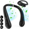 LAESO Foldable Portable Neck Fan – Rechargeable Folding Hands Free Cooling Bladeless Personal Fan Battery Operated, LCD Display 3 Speeds USB Wearable Quiet Fan for Women Men Gifts Outdoor Indoor