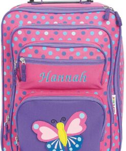 Lillian Vernon Personalized Rolling Luggage for Kids 3-D Butterfly Design, 5″ x 12″ x 20″H