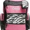 Lillian Vernon Personalized Rolling Luggage for Kids Hot Pink & Zebra Print Design, 5″ x 12″ x 16.75″H