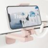 MiiKARE Airplane Travel Essentials Phone Holder, Universal Handsfree Phone Mount for Flying with 360 Degree Rotation, Table-Pink