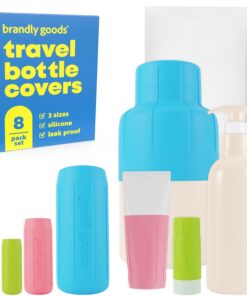 Multi-Size Silicone Bottle Covers for Travel – Leak-Proof Stretchable Sleeves & Safety Clip Locks, Silicone Covers for Travel Toiletries, Bottle Covers for Traveling Essentials